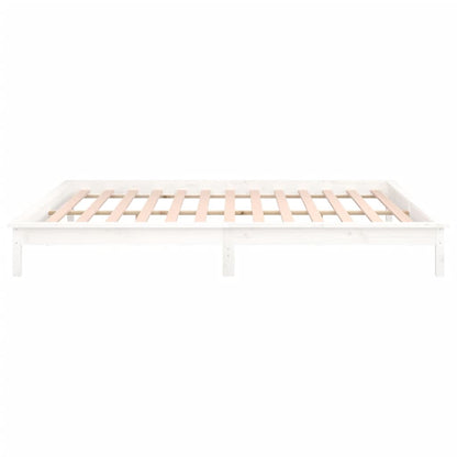 Bedframe Led Massief Hout Wit 120X200 Cm