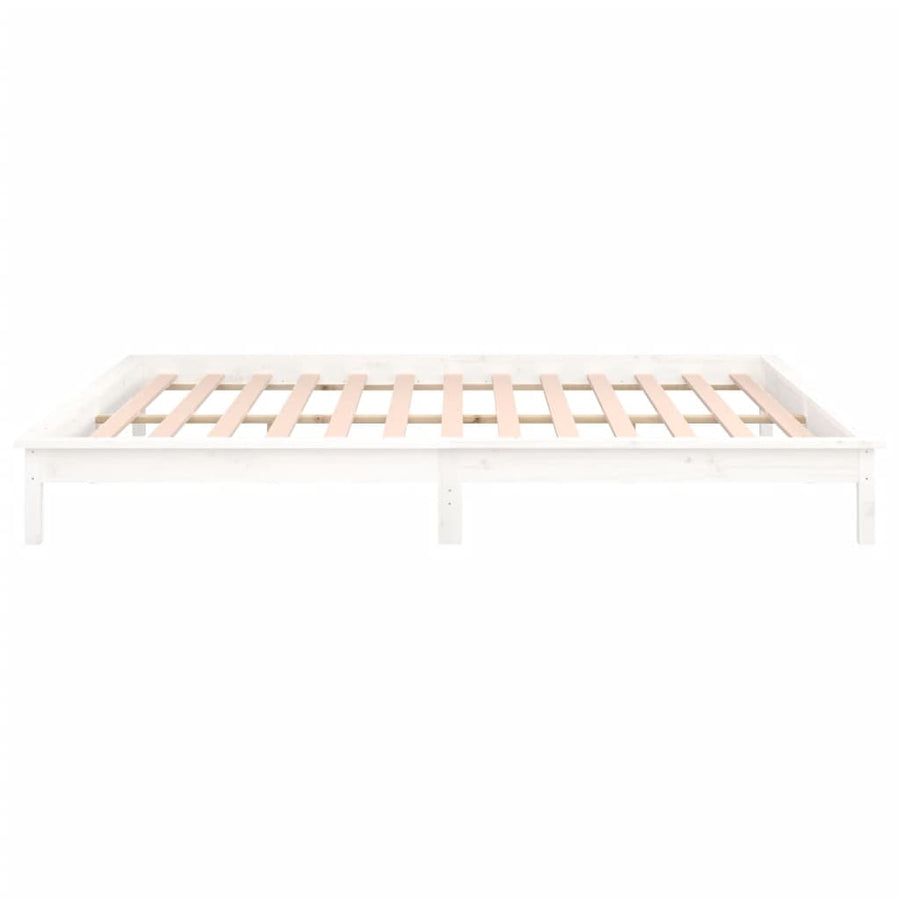 Bedframe Led Massief Hout Wit 120X200 Cm