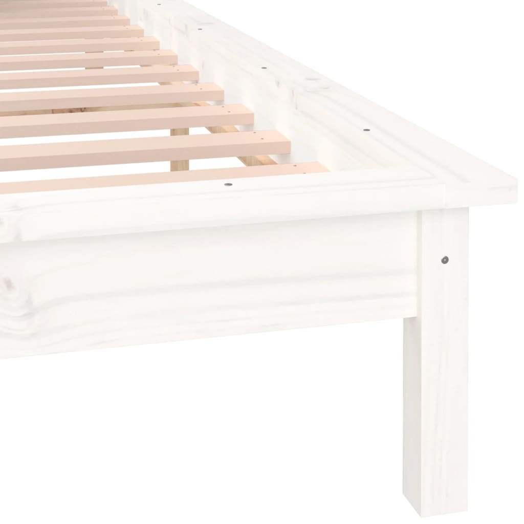 Bedframe Led Massief Hout Wit 120X200 Cm