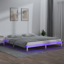 Bedframe Led Massief Hout Wit 120X200 Cm
