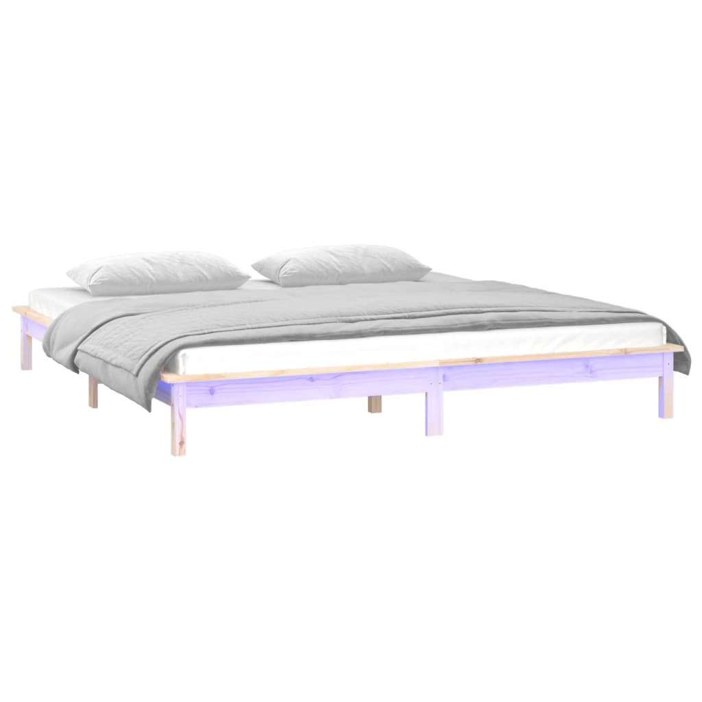 Bedframe Led Massief Hout 140X200 Cm