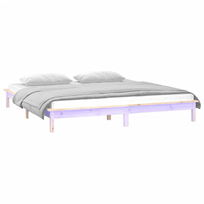 Bedframe Led Massief Hout 140X200 Cm