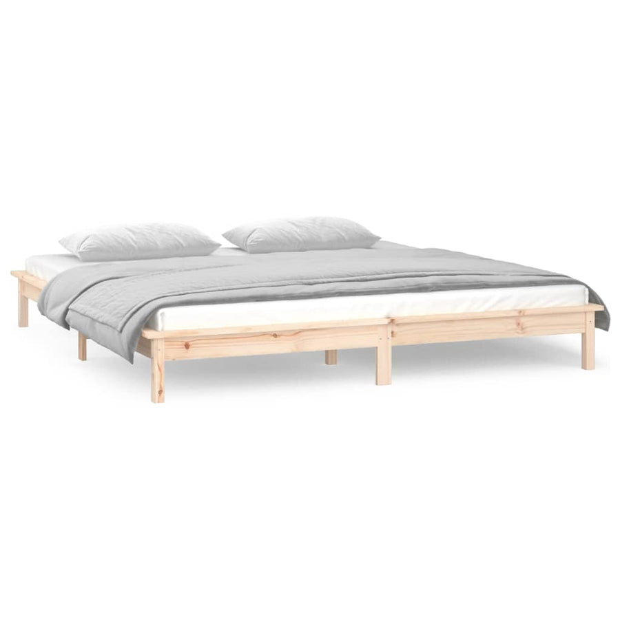 Bedframe Led Massief Hout 140X200 Cm