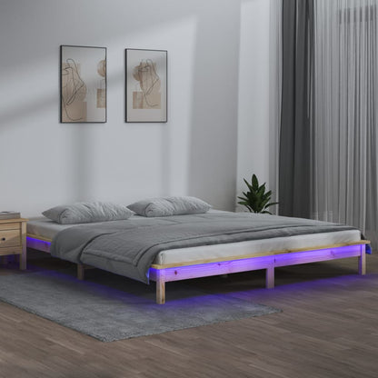 Bedframe Led Massief Hout 140X200 Cm