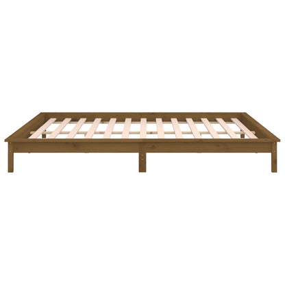 Bedframe Led Massief Hout Honingbruin 140X200 Cm