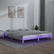 Bedframe massief hout wit 150x200 cm LED