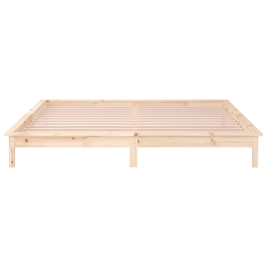 Bedframe Led Massief Hout 160 x 200 cm Naturel