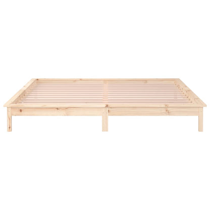 Bedframe Led Massief Hout 160 x 200 cm Naturel