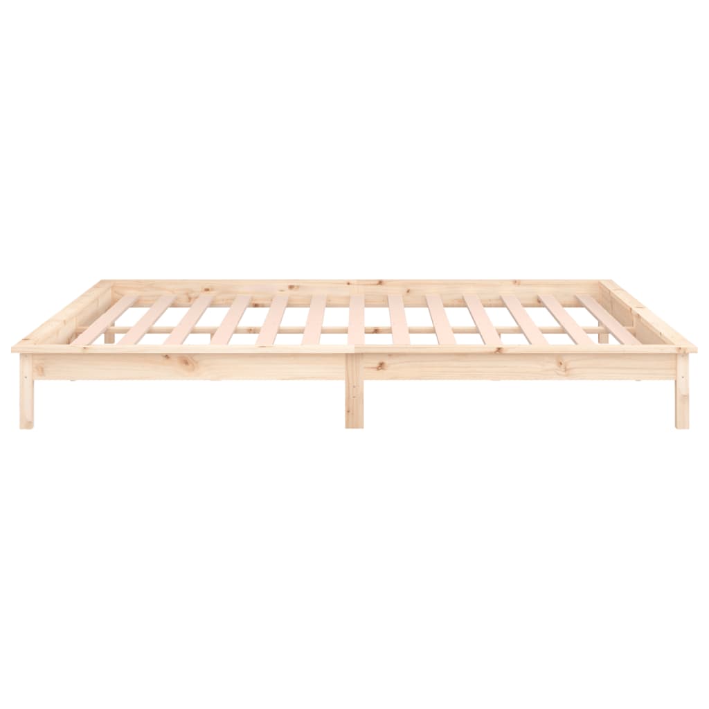 Bedframe Led Massief Hout 160 x 200 cm Naturel