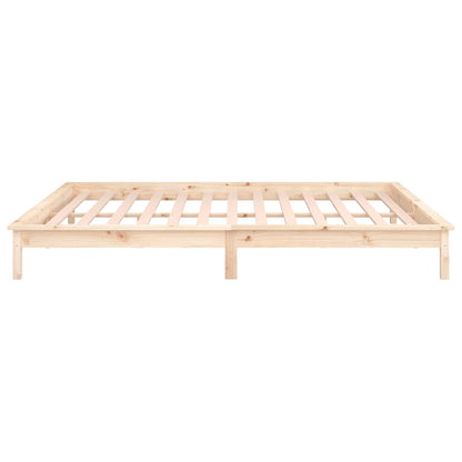 Bedframe Led Massief Hout 160 x 200 cm Naturel
