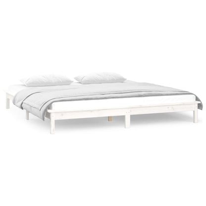 Bedframe Led Massief Hout Wit 160X200 Cm