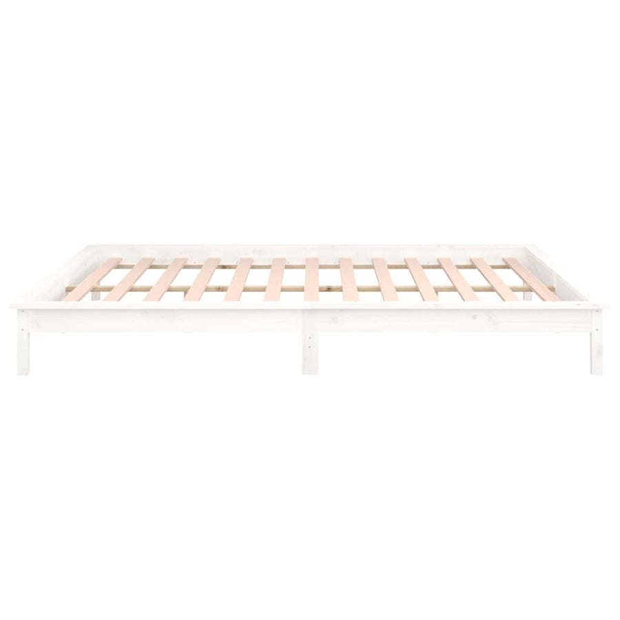 Bedframe Led Massief Hout Wit 160X200 Cm