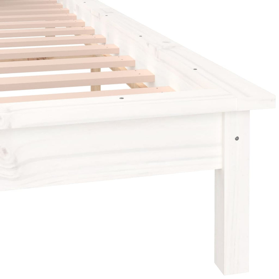Bedframe Led Massief Hout Wit 160X200 Cm