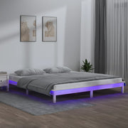 Bedframe massief hout wit 160x200 cm LED