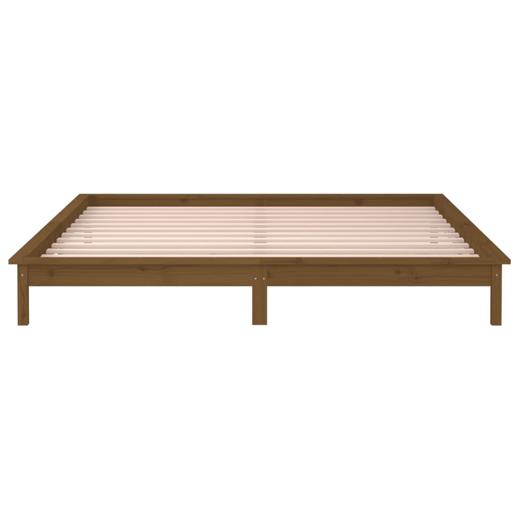 Bedframe Led Massief Hout Honingbruin 160X200 Cm
