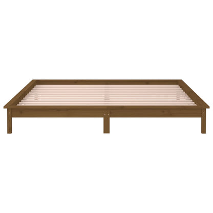 Bedframe Led Massief Hout Honingbruin 160X200 Cm
