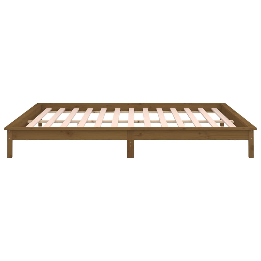 Bedframe Led Massief Hout Honingbruin 160X200 Cm