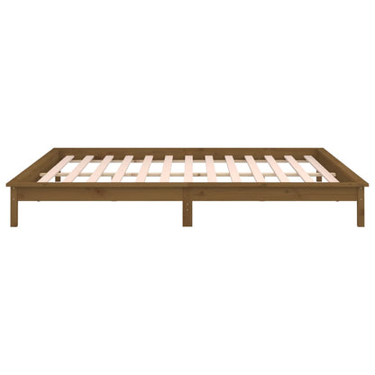 Bedframe Led Massief Hout Honingbruin 160X200 Cm