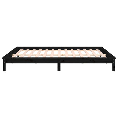 Bedframe LED massief hout zwart 160x200 cm