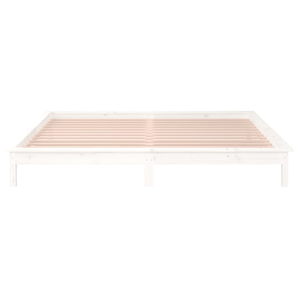 Bedframe Led Massief Hout 180 x 200 cm Wit