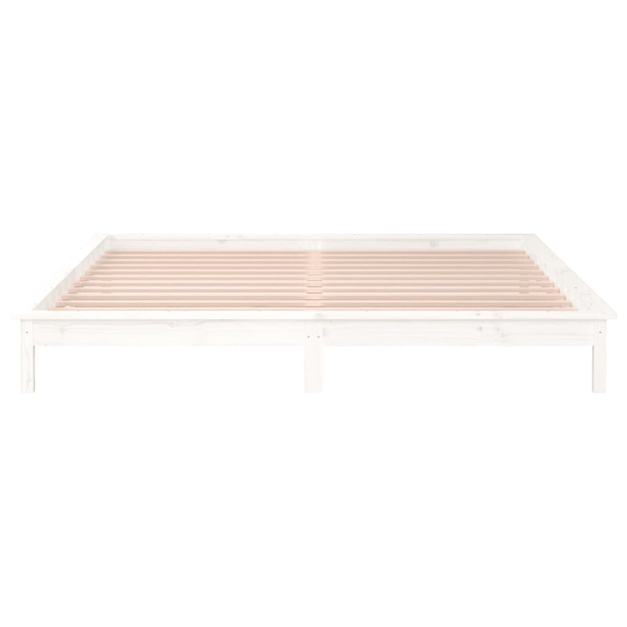 Bedframe Led Massief Hout 180 x 200 cm Wit