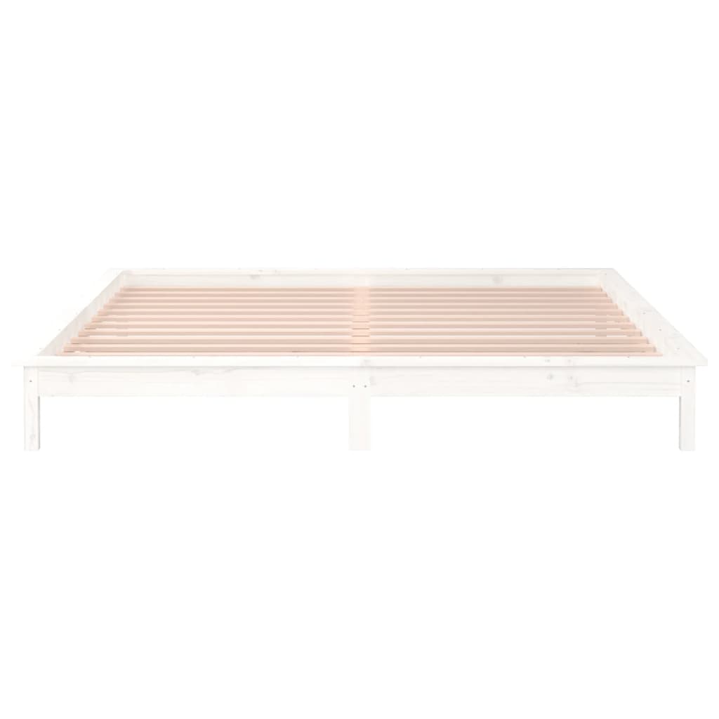 Bedframe Led Massief Hout Wit 200X200 Cm