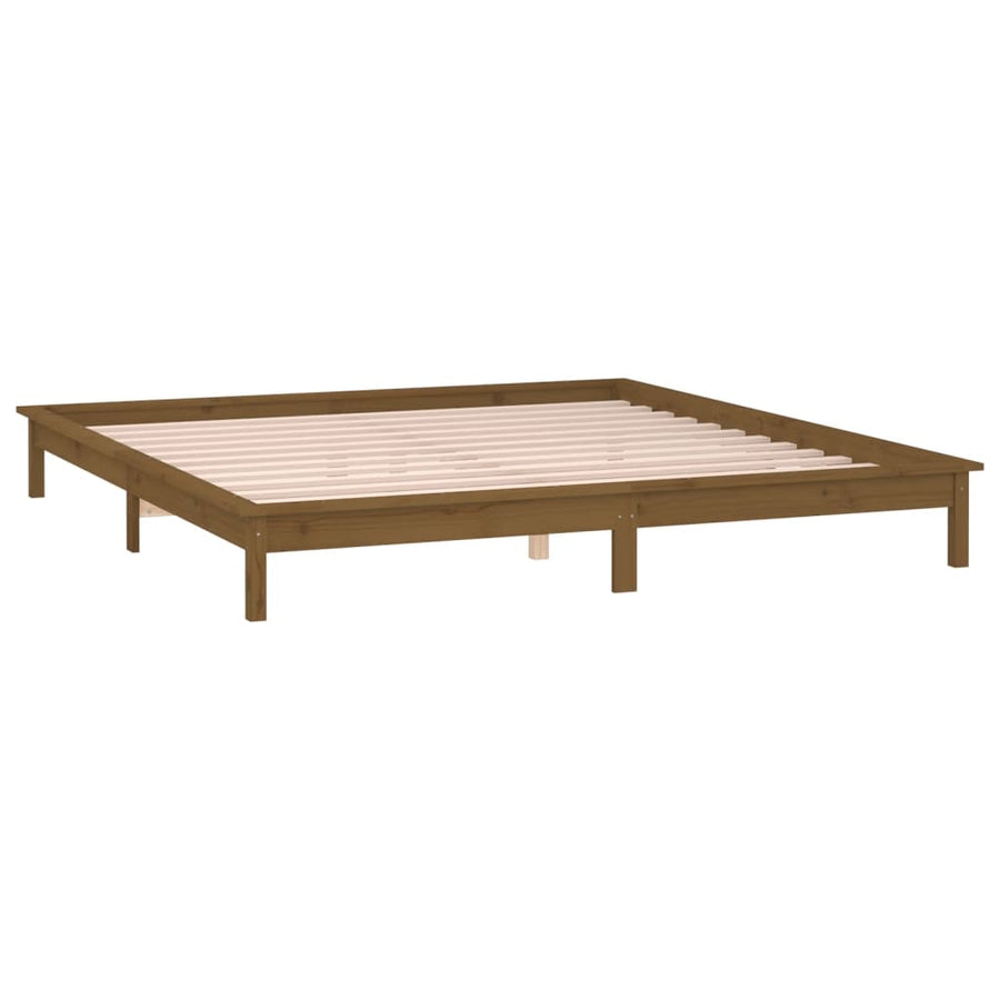 Bedframe Led Massief Hout Honingbruin 200X200 Cm