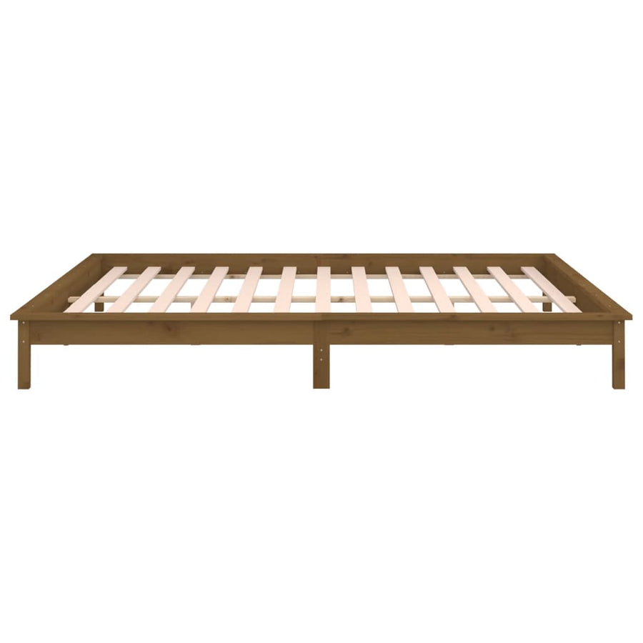 Bedframe Led Massief Hout Honingbruin 200X200 Cm