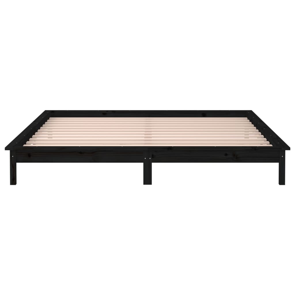 Bedframe Led Massief Hout Zwart 200X200 Cm