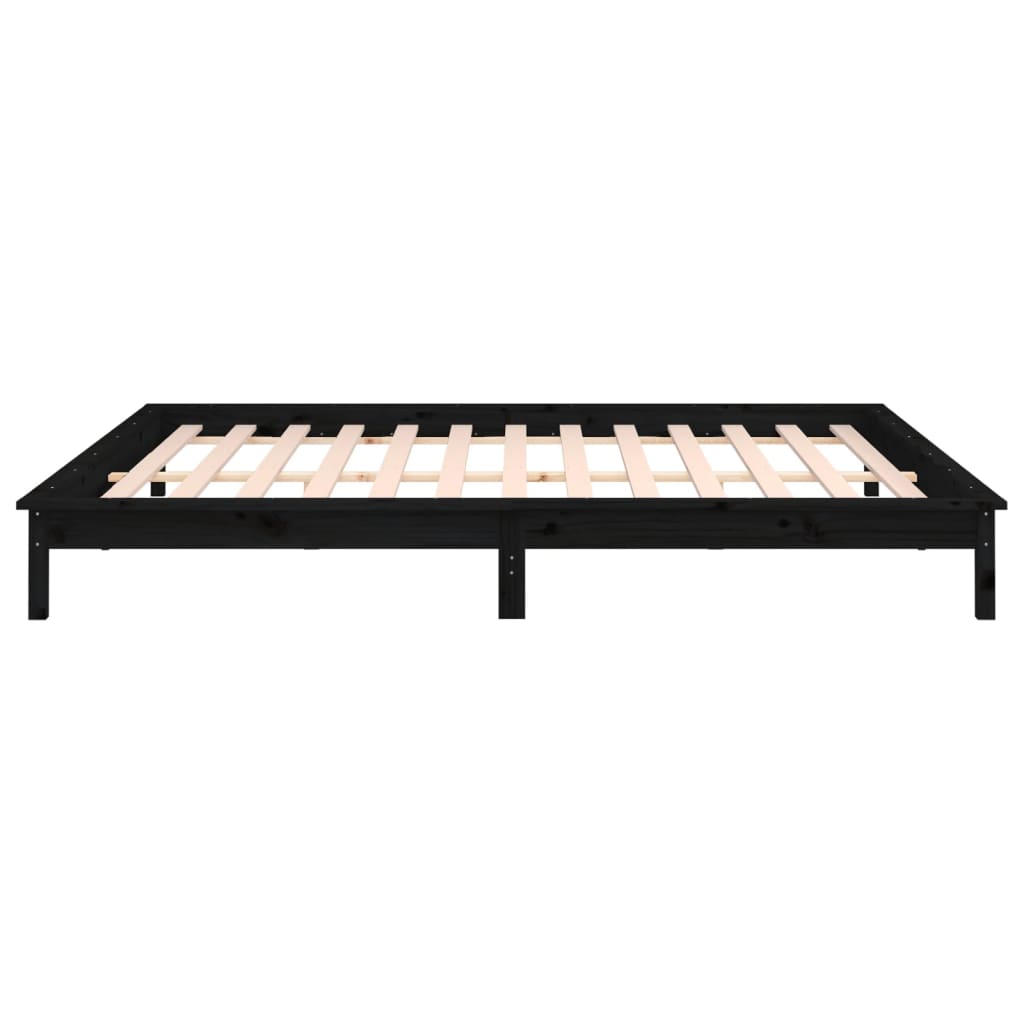 Bedframe Led Massief Hout Zwart 200X200 Cm
