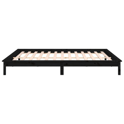 Bedframe Led Massief Hout Zwart 200X200 Cm
