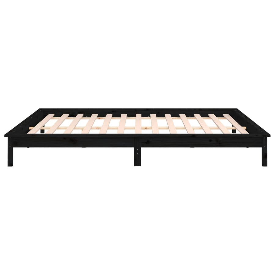 Bedframe Led Massief Hout Zwart 200X200 Cm