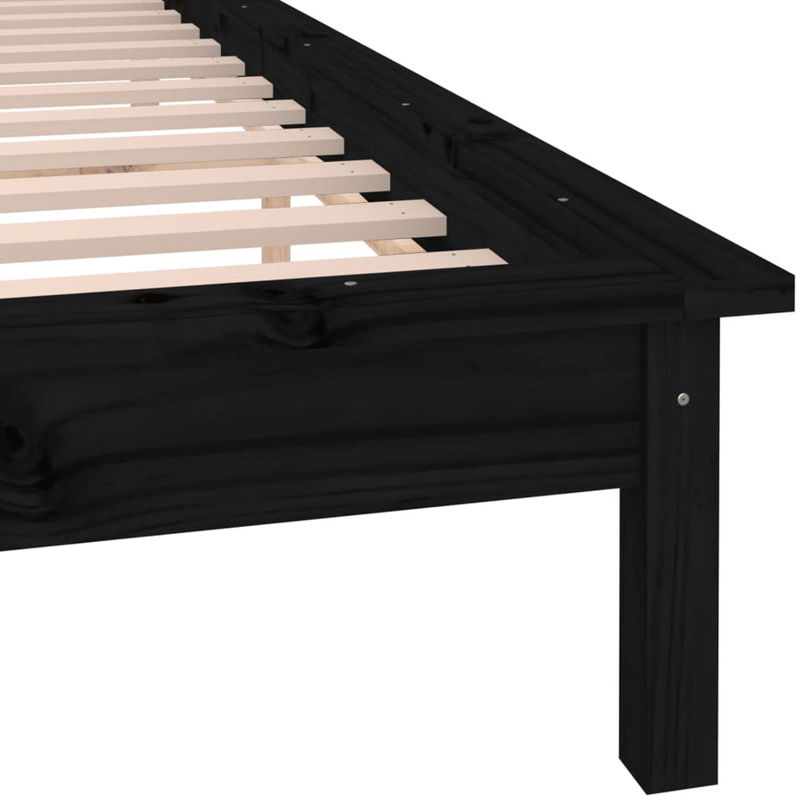 Bedframe Led Massief Hout Zwart 200X200 Cm