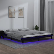 Bedframe Led Massief Hout Zwart 200X200 Cm