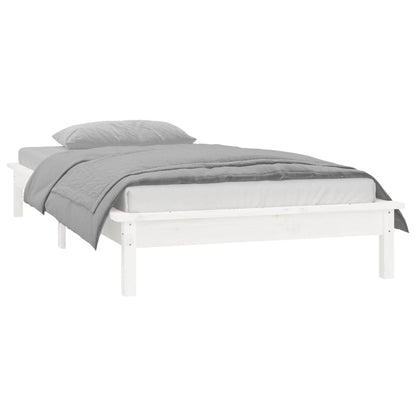 Bedframe Led Massief Hout 2Ft6 75 x 190 cm Wit