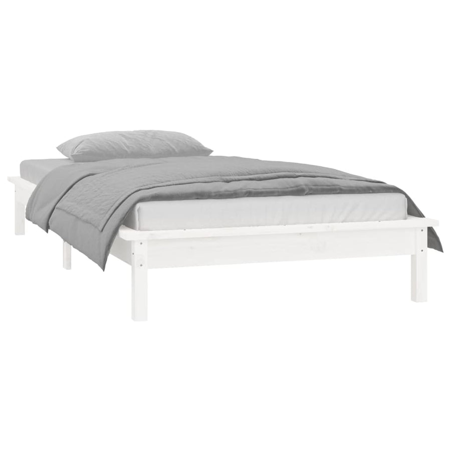 Bedframe Led Massief Hout 2Ft6 75 x 190 cm Wit