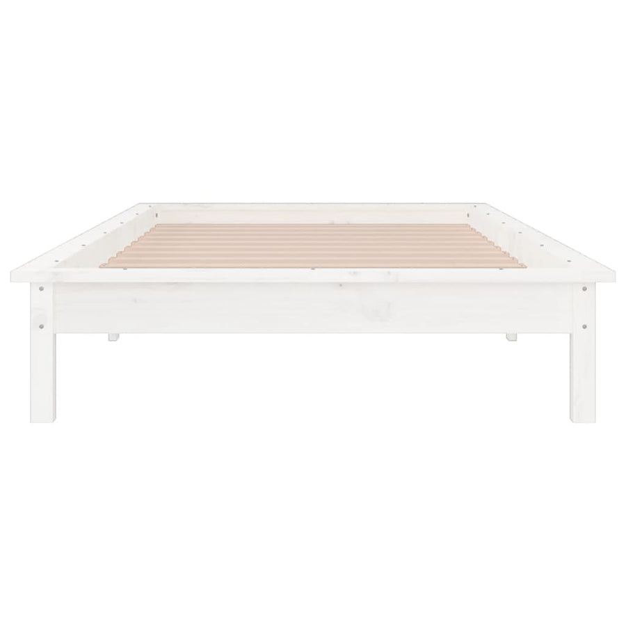 Bedframe Led Massief Hout 2Ft6 75 x 190 cm Wit