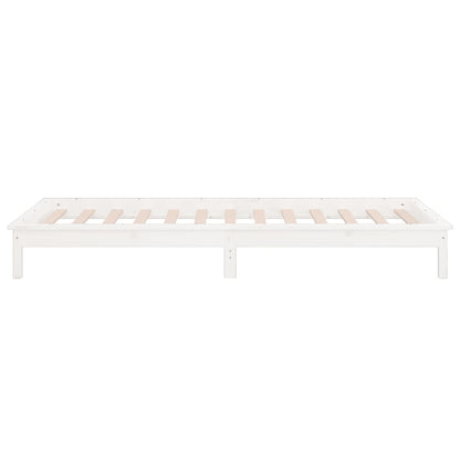 Bedframe Led Massief Hout 2Ft6 75 x 190 cm Wit
