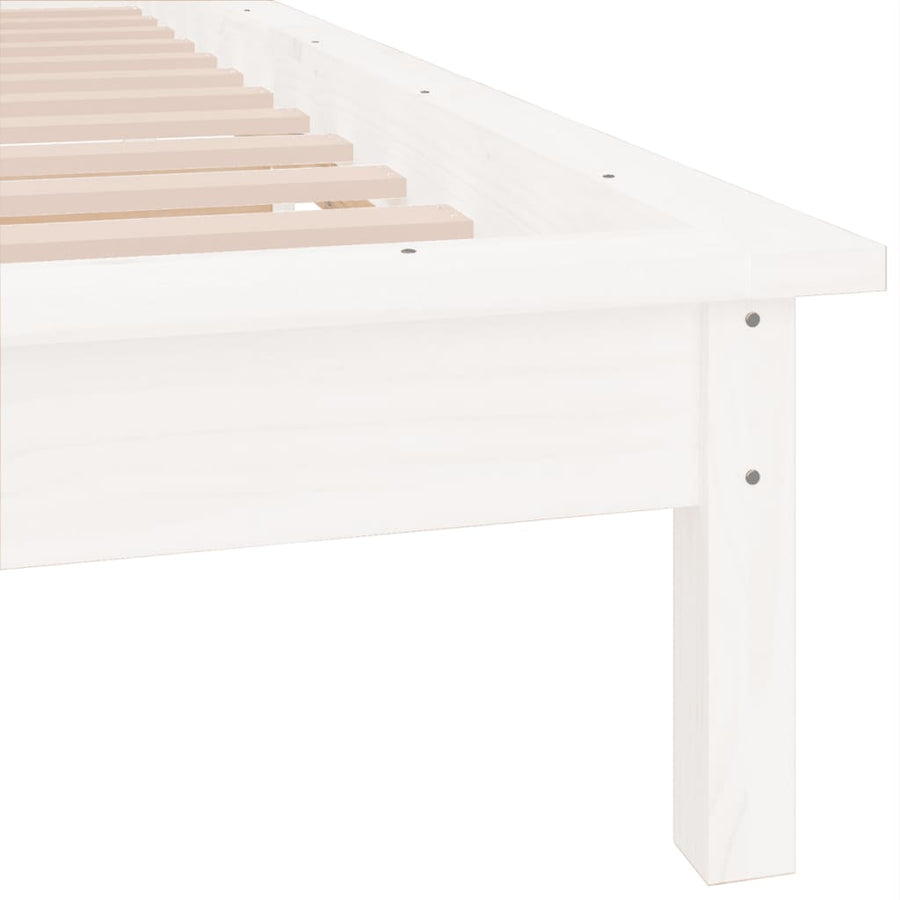 Bedframe Led Massief Hout 2Ft6 75 x 190 cm Wit