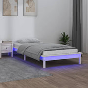Bedframe massief hout wit 75x190 cm LED