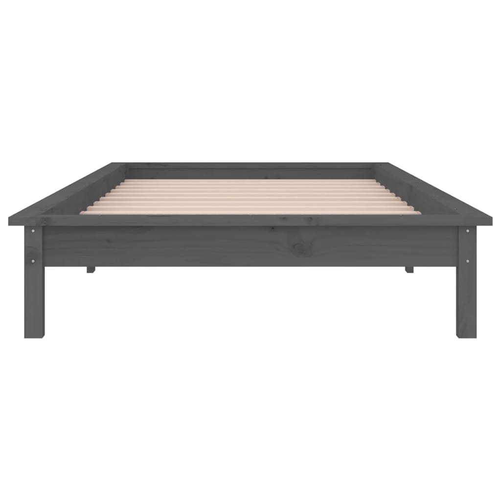 Bedframe Led Massief Hout Grijs 75X190 Cm 2Ft6 Small Single