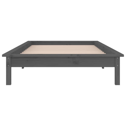 Bedframe Led Massief Hout Grijs 75X190 Cm 2Ft6 Small Single