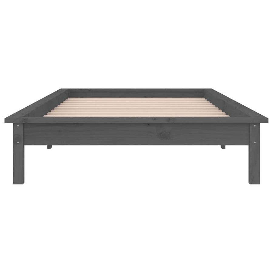 Bedframe Led Massief Hout Grijs 75X190 Cm 2Ft6 Small Single