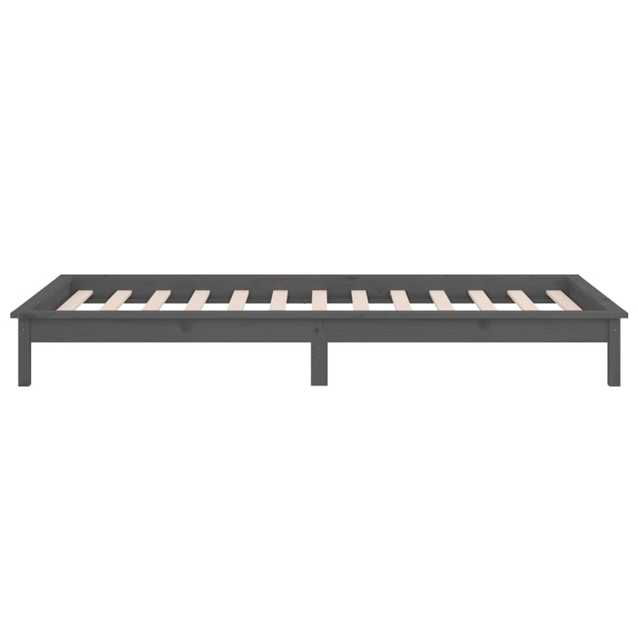Bedframe Led Massief Hout Grijs 75X190 Cm 2Ft6 Small Single