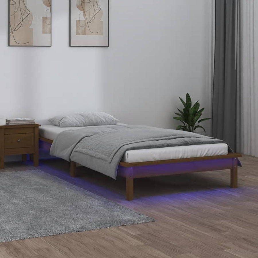 Bedframe Led Hout Honingbruin 75X190 Cm 2Ft6 Small Single