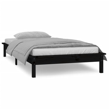 Bedframe Led Massief Hout Zwart 75X190 Cm 2Ft6 Small Single
