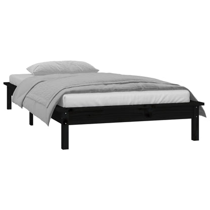 Bedframe Led Massief Hout Zwart 75X190 Cm 2Ft6 Small Single