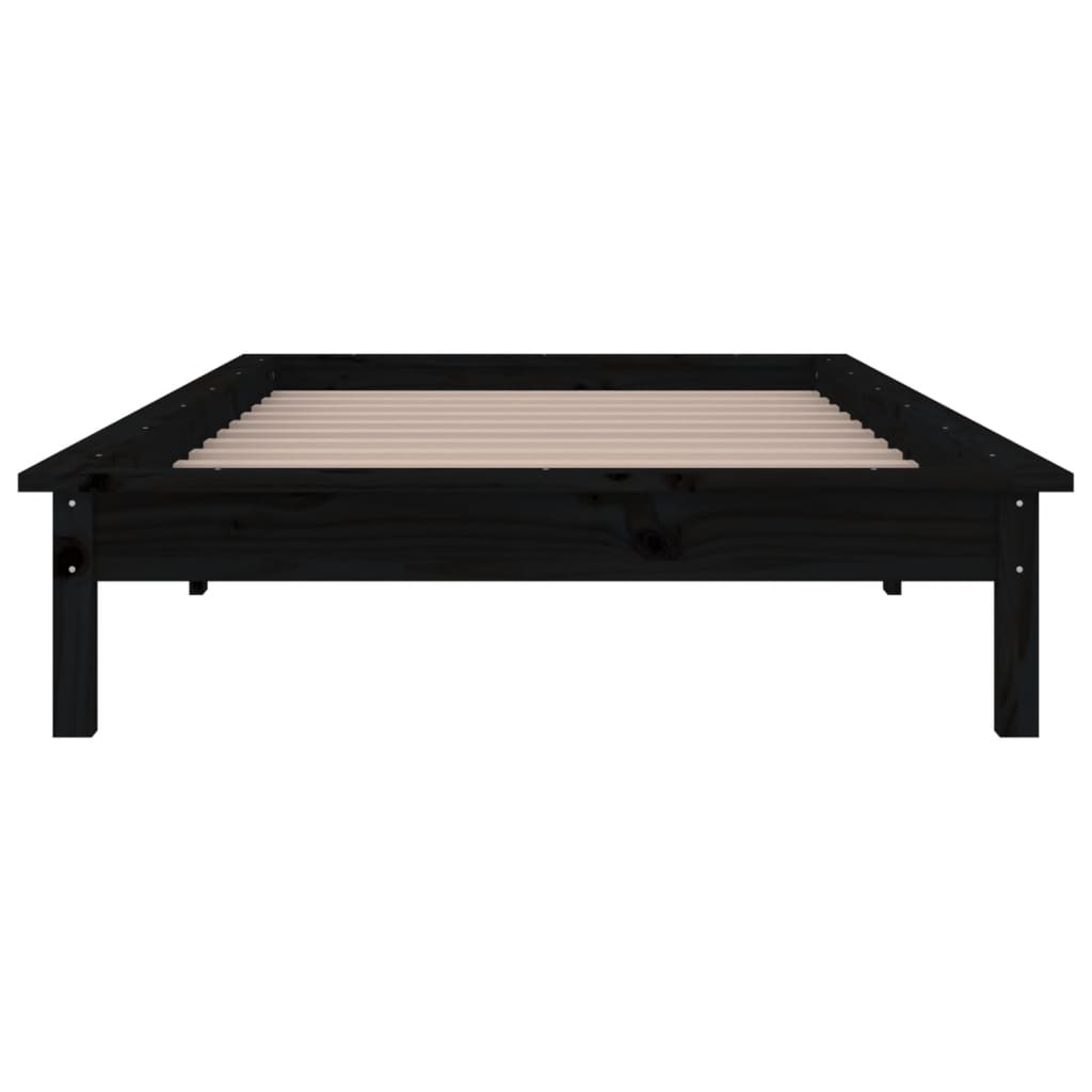 Bedframe Led Massief Hout Zwart 75X190 Cm 2Ft6 Small Single