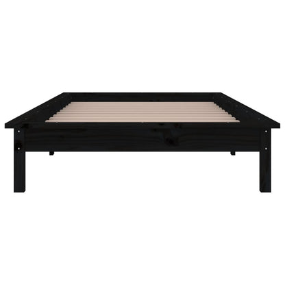 Bedframe Led Massief Hout Zwart 75X190 Cm 2Ft6 Small Single