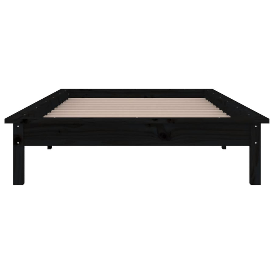 Bedframe Led Massief Hout Zwart 75X190 Cm 2Ft6 Small Single
